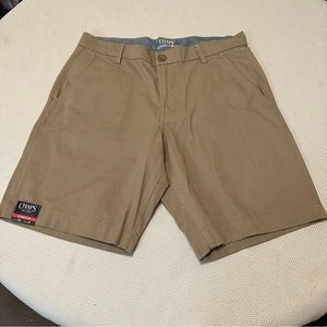 Chaps Stretch Shorts Mens Size 30 Khaki Coastland Wash Flat-Front Hampton